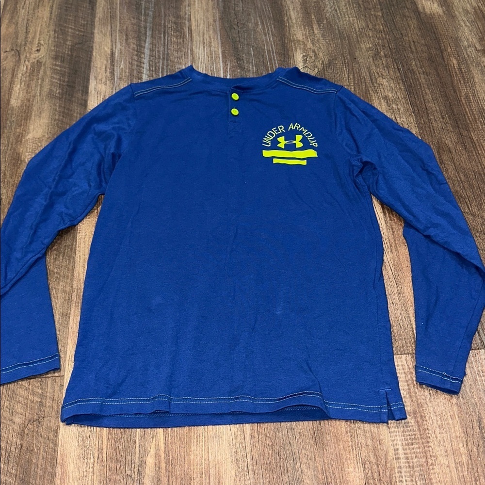 Under Armour Boys Long Sleeve Blue & Green Tshirt sz M‎